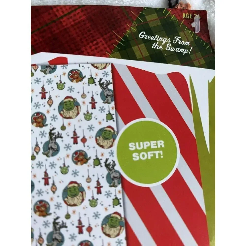 Shrek Christmas Throw Blanket‎ 50 X 70” Donkey Puss N Boots Gingie Holiday NEW